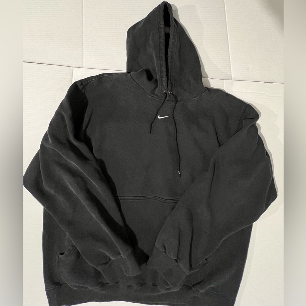 Vintage Y2k Nike Center Check Swoosh Black Faded Hoodie L Men Travis Scott 90s